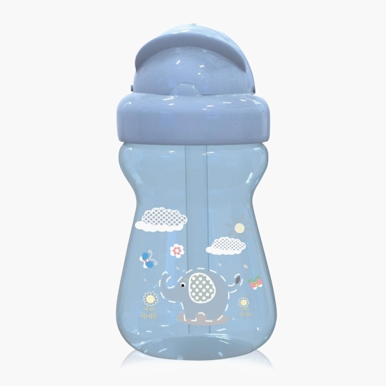 Biberon sport Animals cu pai moale și flexibil, 6 luni+, 325 ml, Moonlight Blue
