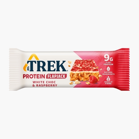 Baton din ovăz, cu ciocolată albă și zmeură, cu proteine, fără gluten 50g