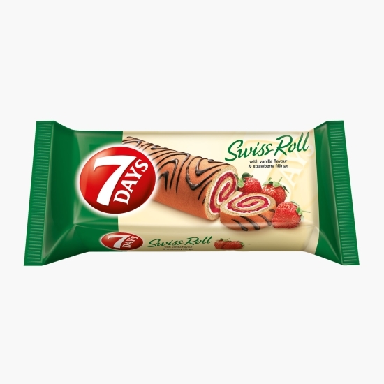 Ruladă cu cremă de vanilie și căpșune Swiss Roll 200g