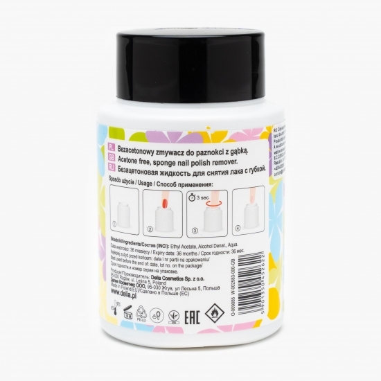 Dizolvant fără acetonă pentru lac de unghii, cu burete 75ml
