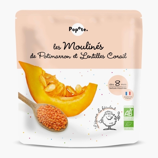 Mâncare eco cu 55% dovleac și linte rosie, +8 luni, 180g