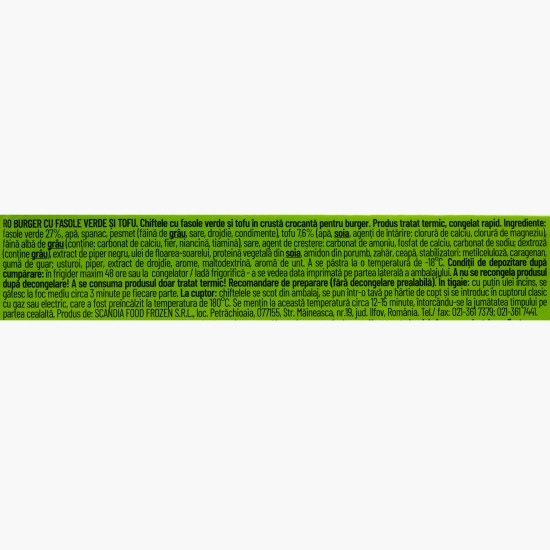 Burger vegan cu fasole verde și tofu, 4x80g