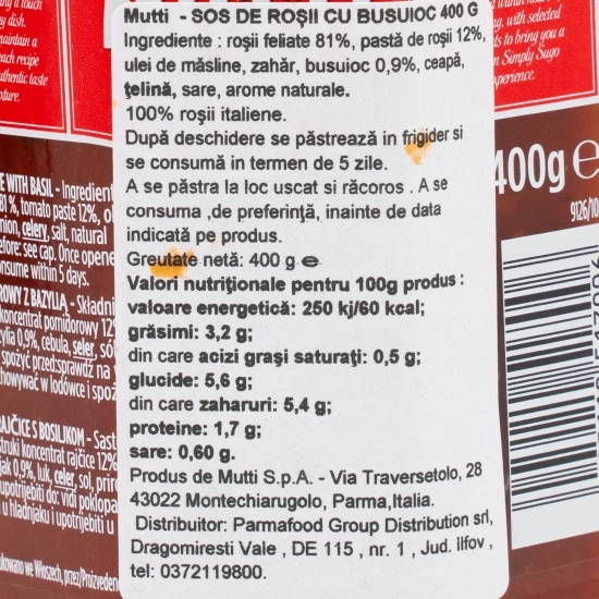Sos pentru paste cu busuioc 400g