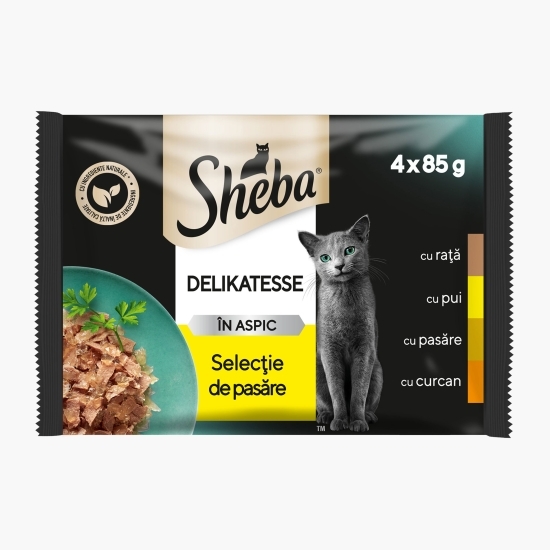 Hrană umedă pentru pisici adulte, 4x85g, selecție de pasăre în aspic 