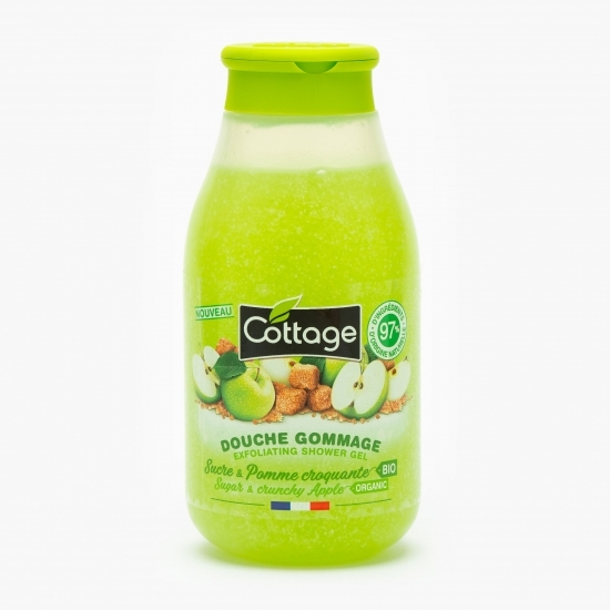 Gel de duș exfoliant bio zahăr și mere 270ml