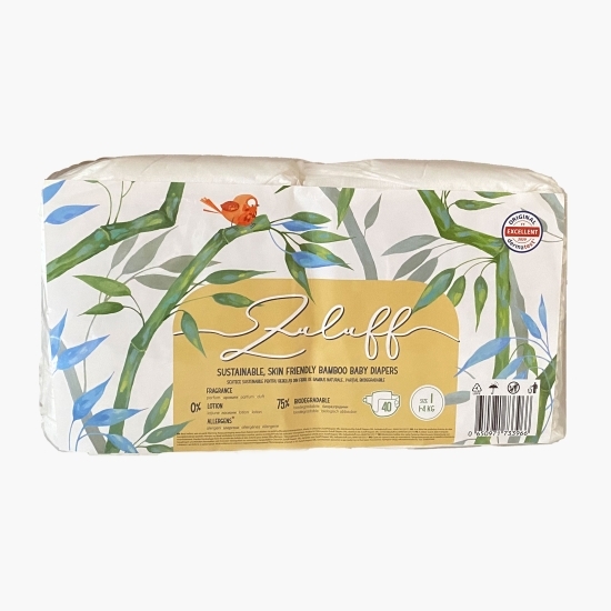 Scutece din bambus mărimea 1, 1-4kg, 40 buc