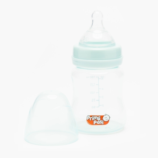 Biberon polipropilenă gât larg bleu, +0 luni, 150ml