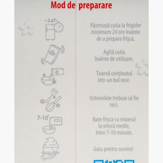 Smântână lichidă pentru frișcă, neîndulcită, 35% grăsime 200ml