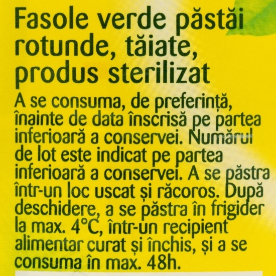 Fasole verde păstăi, rotunde, tăiate 400g