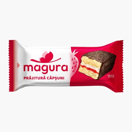 Prăjitură cu cremă de căpșuni și glazură de cacao 35g
