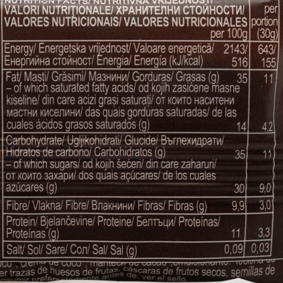 Baton eco cu migdale, învelit în ciocolată, vegan, fără gluten 30g