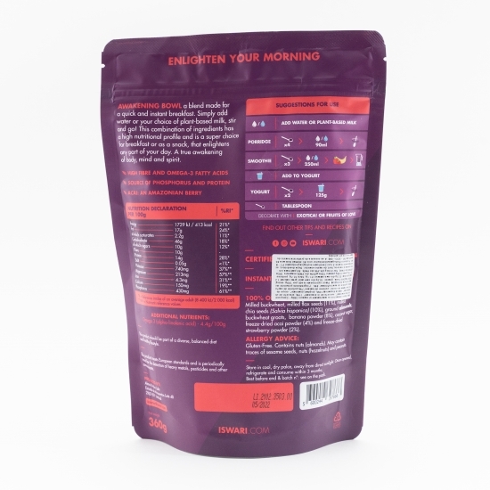 Mic dejun instant eco cu acai banane și căpșuni 360g