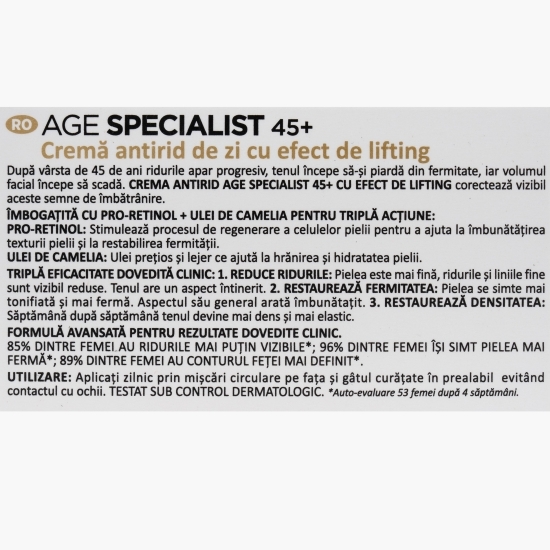 Cremă de zi antirid cu efect de lifting 45+ Age Specialist 50ml