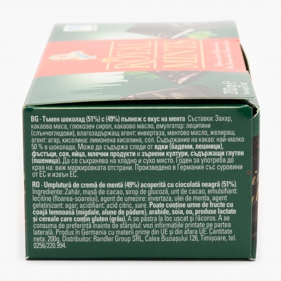 Ciocolată porționată cu cremă de mentă 200g