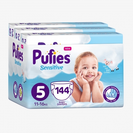 Scutece Sensitive 5 Junior, Monthly Pack, 11-20kg, 144 buc
