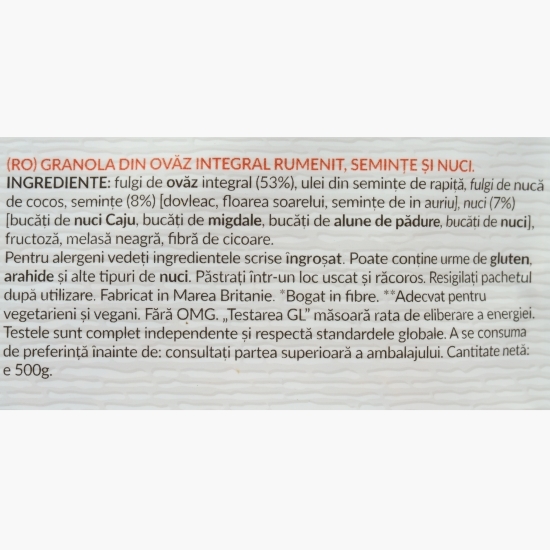 Granola cu nuci și semințe Original 500g