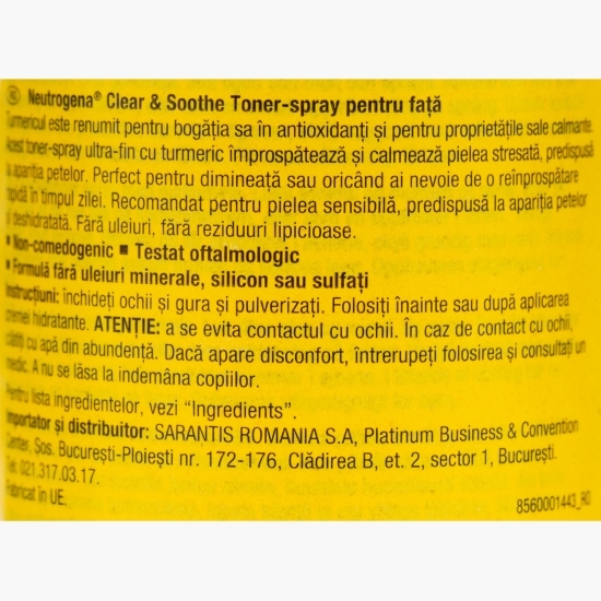 Toner-spray pentru față Clear & Soothe 125ml