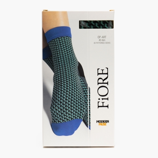 Șosete cu model Op-Art 40 den Sea Green