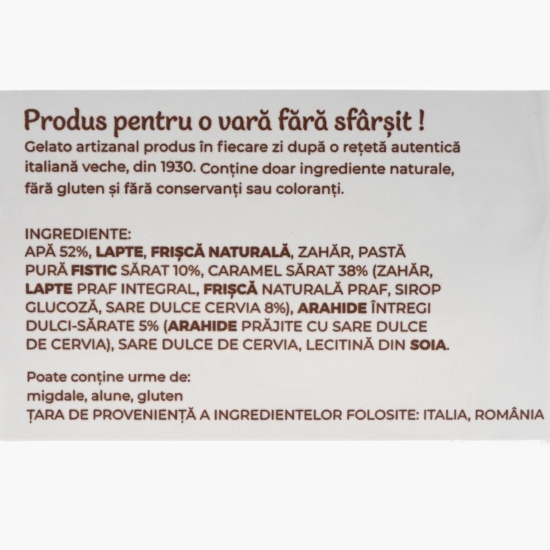 Înghețată italiană artizanală (gelato) fistic sărat + caramel sărat 300g