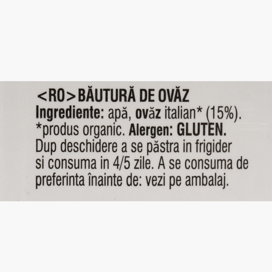 Băutură vegetală eco din ovăz integral (fără zahăr) 1l