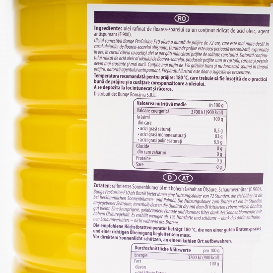 Ulei High Oleic de floarea-soarelui pentru prăjit 10l