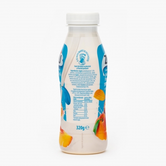 Iaurt de băut cu piersică și fructul pasiunii 1,4% grăsime 320g