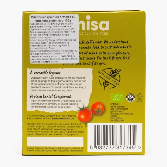Pâine crocantă proteică eco din linte, fără gluten 100g