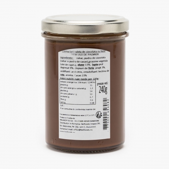 Cremă tartinabilă de ciocolată cu fistic 240g