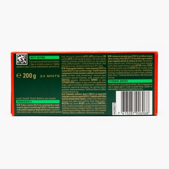 Praline de ciocolată neagră cu mentă și căpșuni 200g