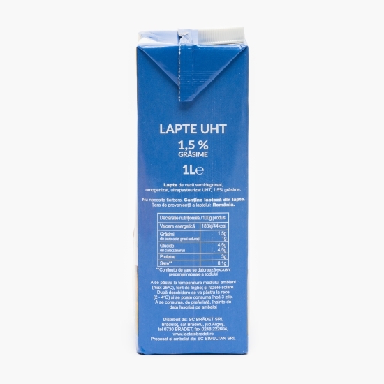 Lapte UHT 1.5% grăsime 1l