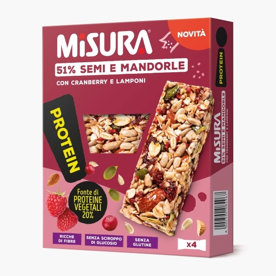 Baton cu semințe, migdale, merișoare, zmeură, cu proteine vegetale 120g