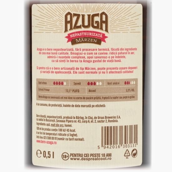 Bere blondă nepasteurizată sticlă 0.5l