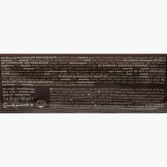 Trufe vegane cu ciocolată și alune, fără zahăr adăugat 30g