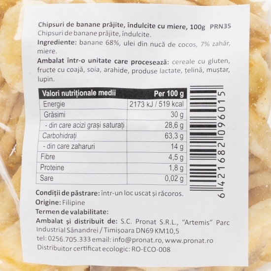 Chipsuri de banane îndulcite cu miere 100g