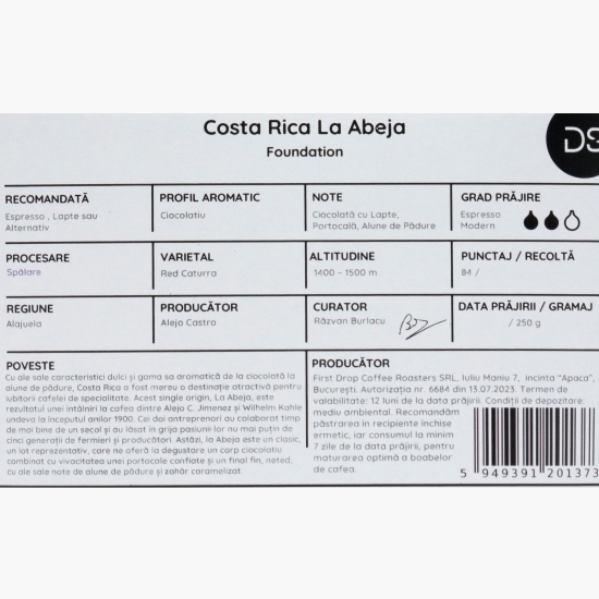 Costa Rica La Abeja 250g  cafea de specialitate boabe 