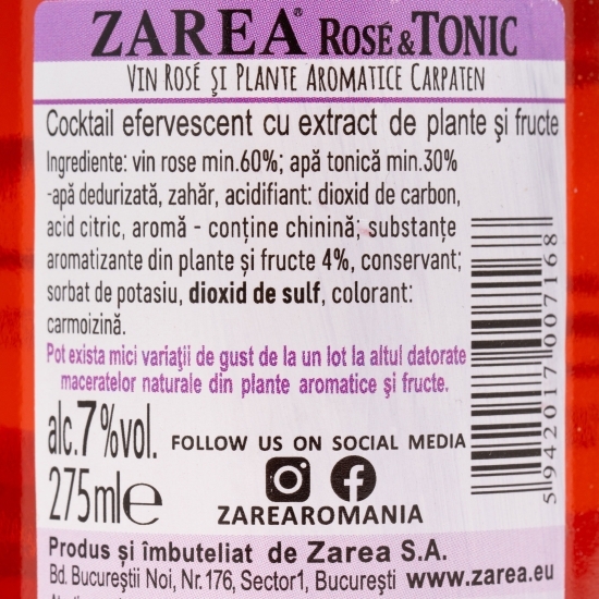 Cocktail To Go Rose & Tonic, 7% alc., 0.275l