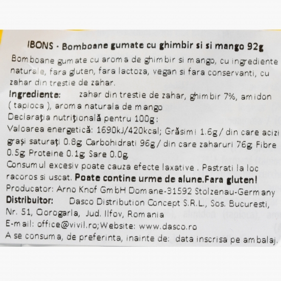 Jeleuri gumate cu ghimbir și mango 92g