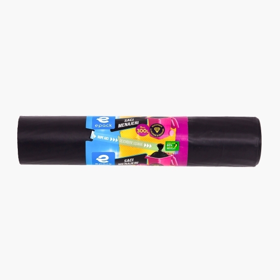 Saci menajeri LDPE negru 300l 5 buc