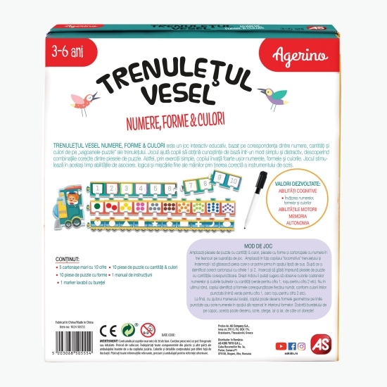 Trenulețul vesel: Numere, Forme & Culori Agerino 3-6 ani