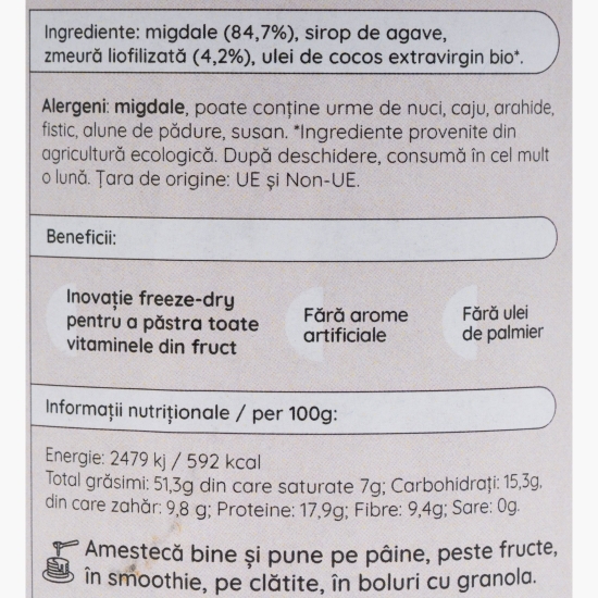 Cremă de migdale cu zmeură Raspberry Love 300g