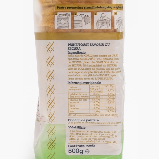 Pâine toast cu secară 500g