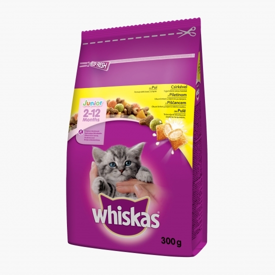 Hrană uscată pentru pisici junioare, 300g, cu pui