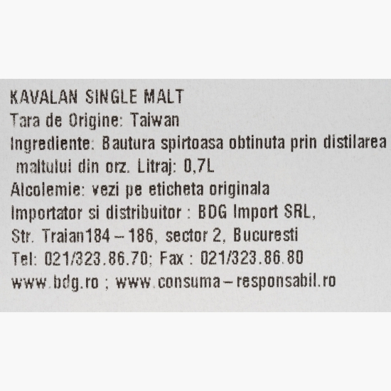 Single Malt Whisky 40%, Taiwan, 0.7l + cutie