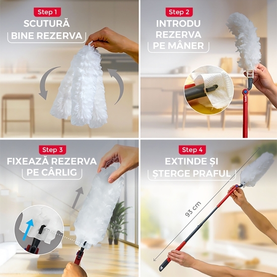 Pămătuf pentru curățarea prafului Flex & Catch kit mâner lung + 1 rezervă