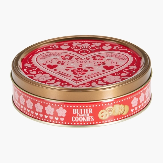 Biscuiți cu aromă de unt în cutie metalică, Lovely Heart, 114g