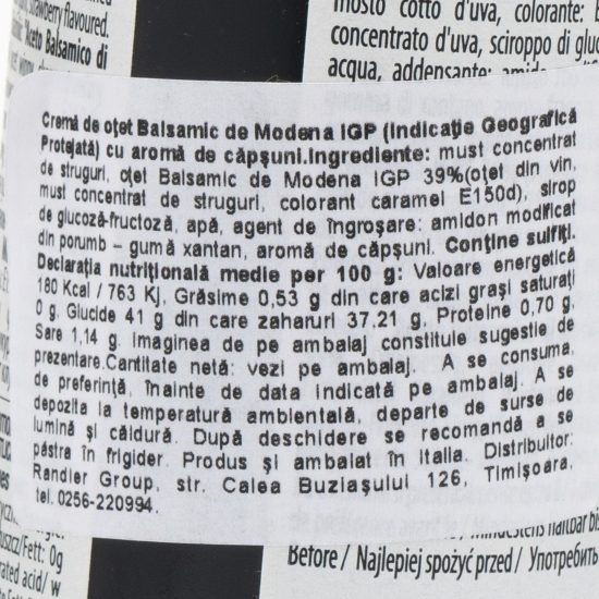Cremă de oțet balsamic cu aromă de căpșuni 0.25l