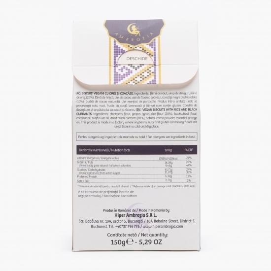 Biscuiți vegani cu orez și coacăze 150g