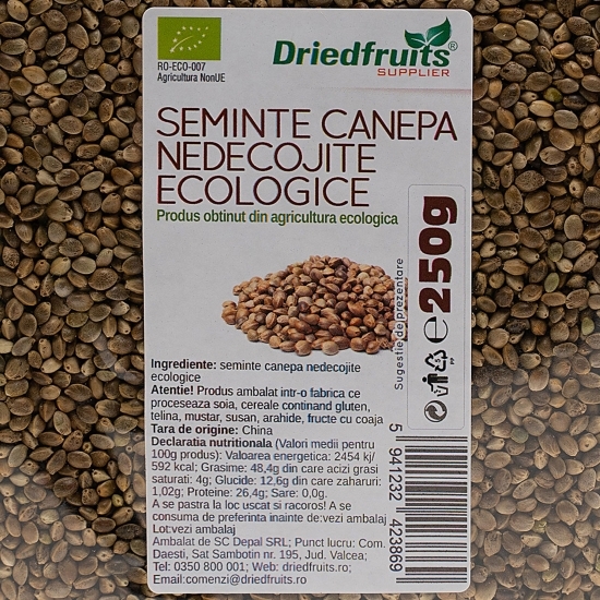 Semințe cânepă nedecojite ecologice 250g