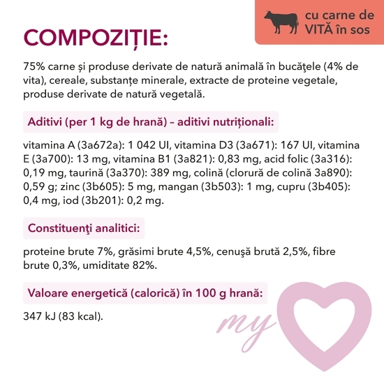 Set hrană umedă pentru pisici, cu pui și vită, 4x85g