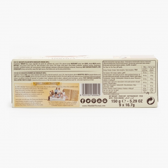 Biscuiți umpluți cu cremă de ciocolată 9x16.7g